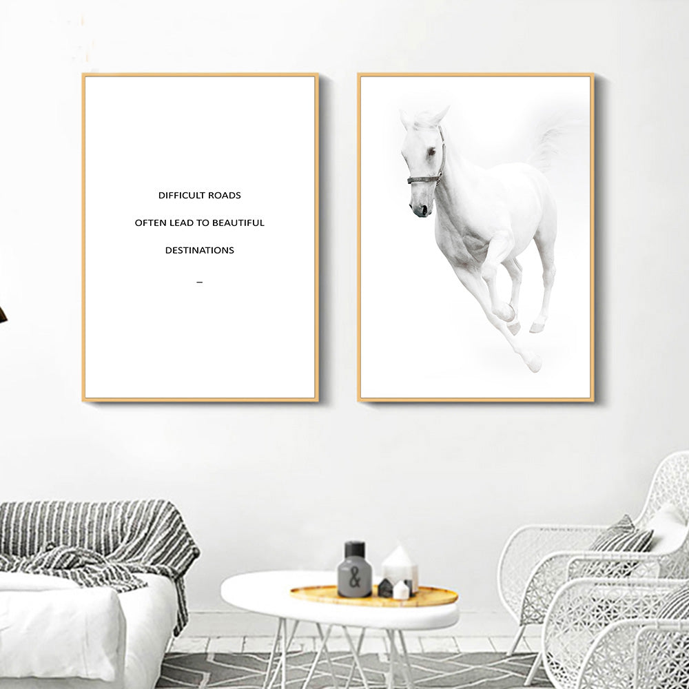White Horse Canvas Poster - PosterCoaster