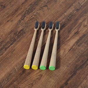 4-Pack Adults & Kids Cone Bamboo Toothbrushes - PosterCoaster