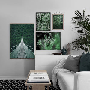 Forest Waterfall Bridge Canvas Poster - PosterCoaster