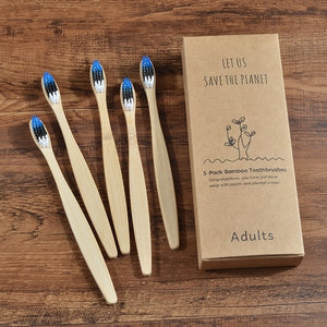 5-Pack Adults & Kids Bamboo Toothbrushes - PosterCoaster