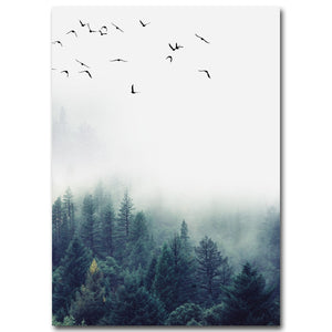Birds In The Fog Canvas Poster - PosterCoaster