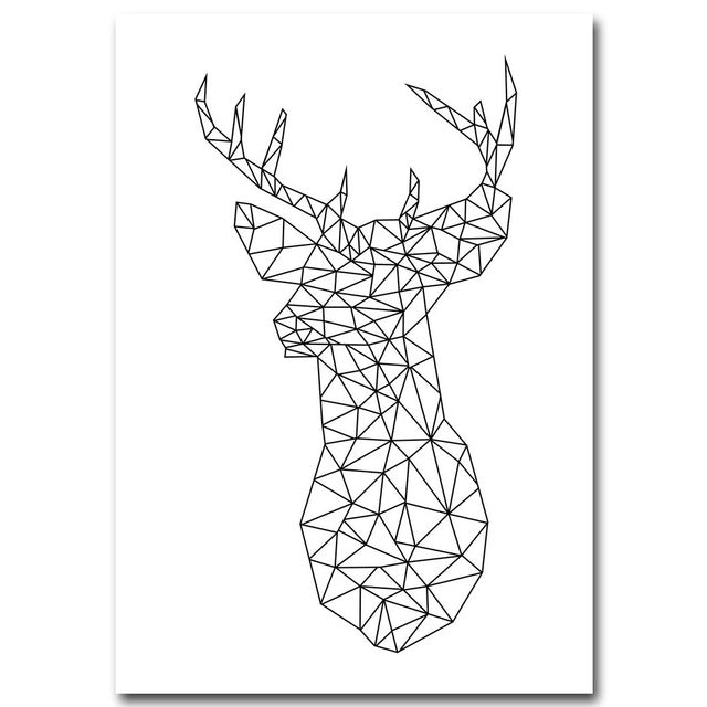 Bird & Deer Geometry Canvas Poster - PosterCoaster