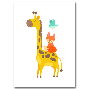 Bear vs Giraffe Canvas Poster - PosterCoaster