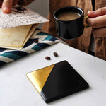 Black & Gold Ceramic Marble Coasters - PosterCoaster