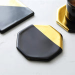 Black & Gold Ceramic Marble Coasters - PosterCoaster