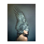 Green Feather Girl Canvas Poster - PosterCoaster