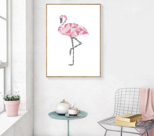 Flamingo & Geometry Canvas Poster - PosterCoaster