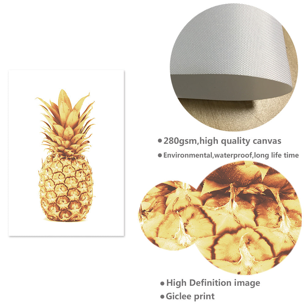 Gold Pineapple Canvas Poster - PosterCoaster