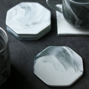 Grey & White Ceramic Marble Coasters - PosterCoaster