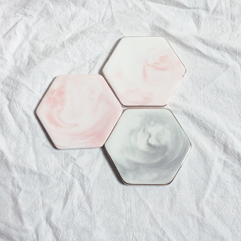 Grey Or Pink Ceramic Marble Coasters - PosterCoaster