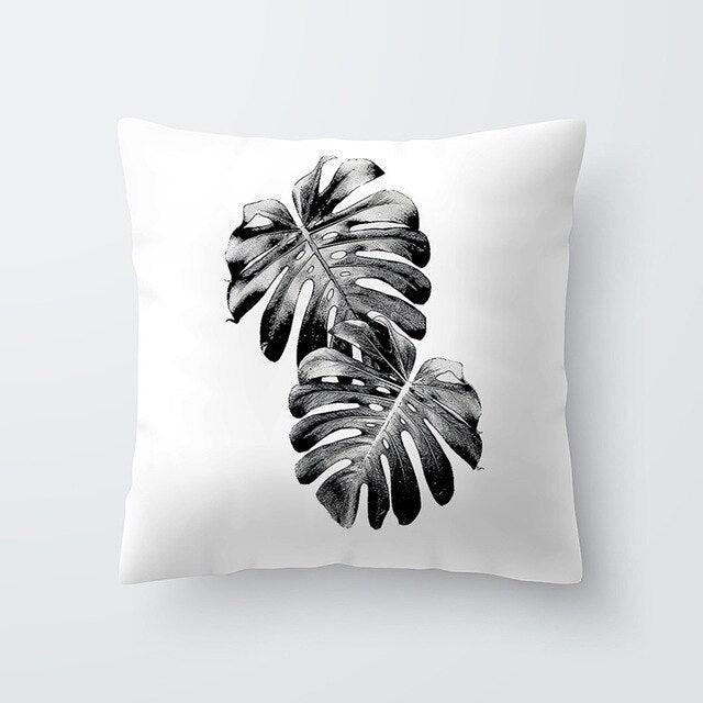 Black & White Leaves Cushion Covers - PosterCoaster