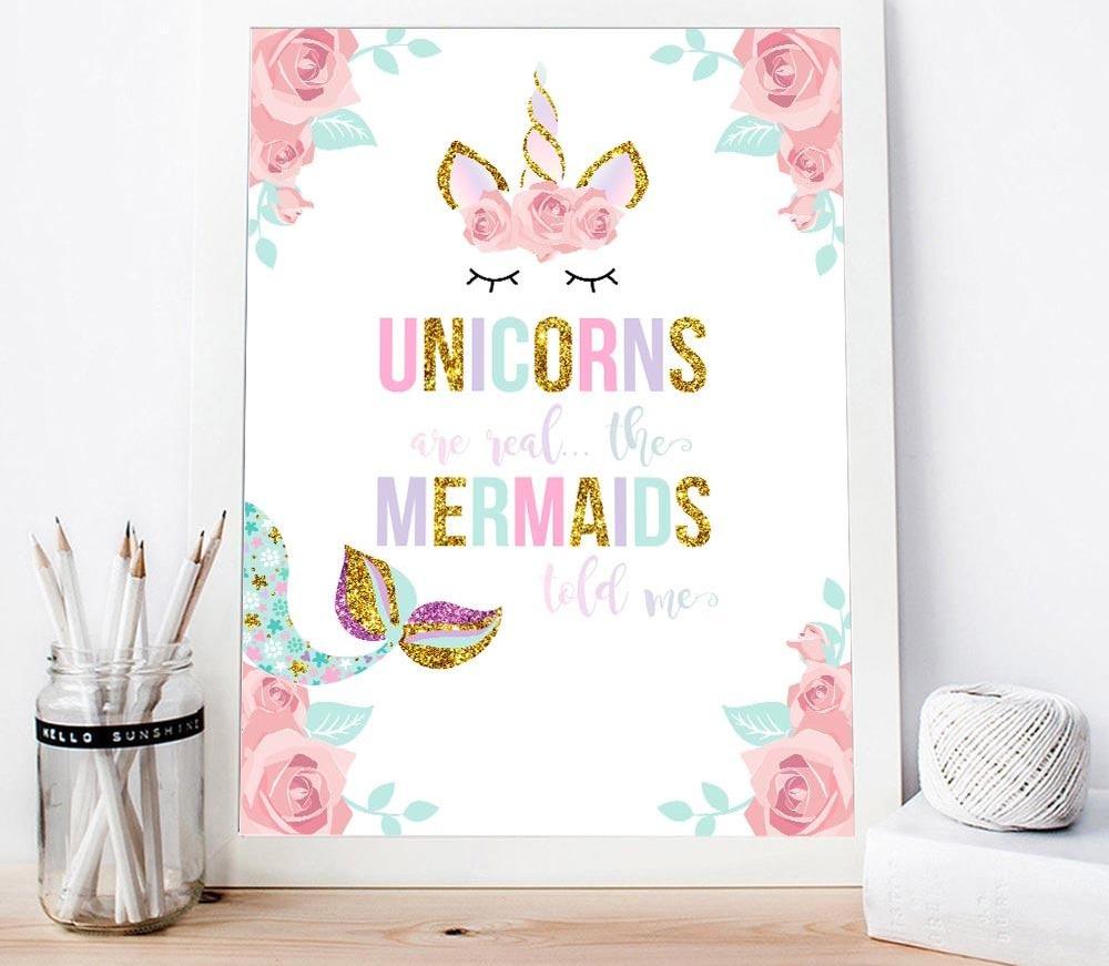 Unicorns & Mermaids Canvas Poster - PosterCoaster