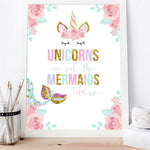 Unicorns & Mermaids Canvas Poster - PosterCoaster
